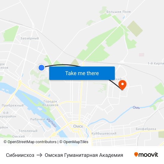 Сибниисхоз to Омская Гуманитарная Академия map