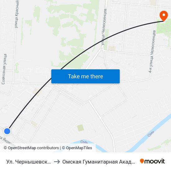 Ул. Чернышевского to Омская Гуманитарная Академия map