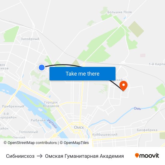 Сибниисхоз to Омская Гуманитарная Академия map