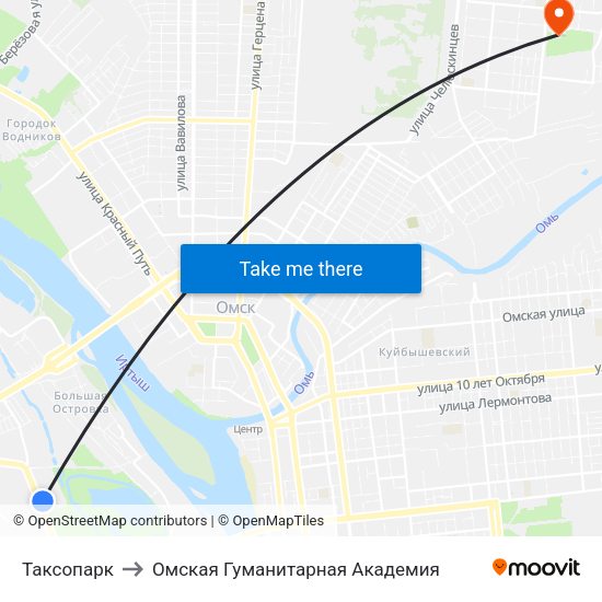 Таксопарк to Омская Гуманитарная Академия map