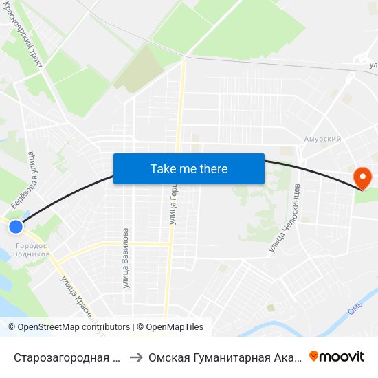 Старозагородная Роща to Омская Гуманитарная Академия map