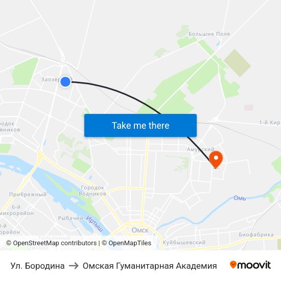 Ул. Бородина to Омская Гуманитарная Академия map