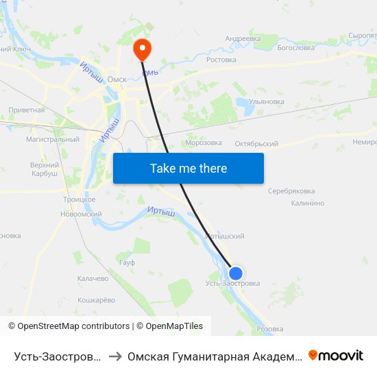 Усть-Заостровка to Омская Гуманитарная Академия map