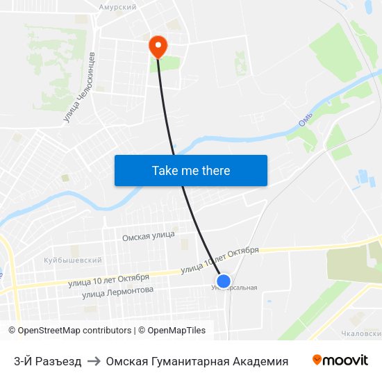 3-Й Разъезд to Омская Гуманитарная Академия map