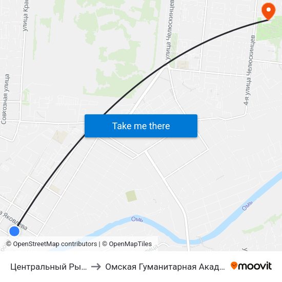 Центральный Рынок to Омская Гуманитарная Академия map