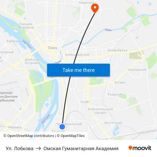 Ул. Лобкова to Омская Гуманитарная Академия map