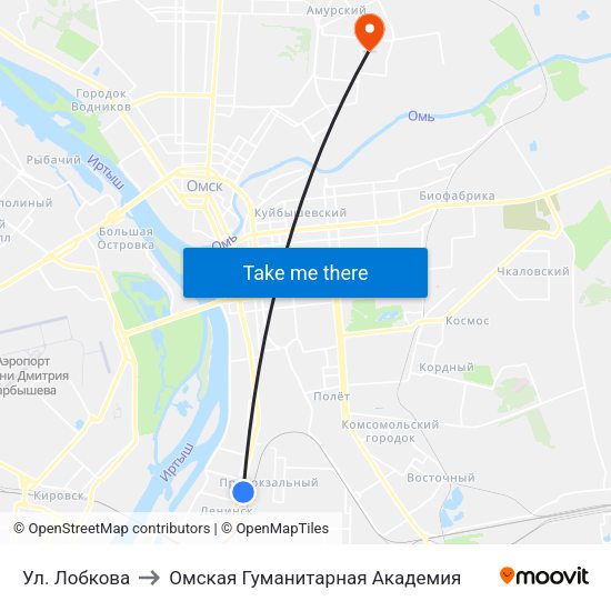 Ул. Лобкова to Омская Гуманитарная Академия map