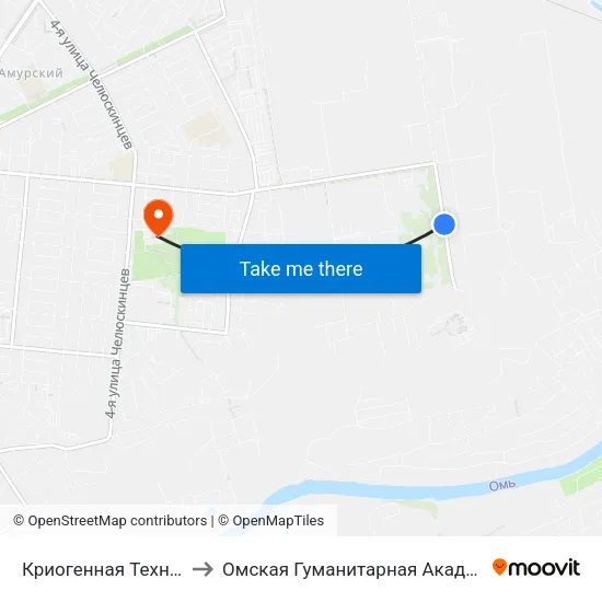 Криогенная Техника to Омская Гуманитарная Академия map