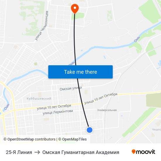 25-Я Линия to Омская Гуманитарная Академия map