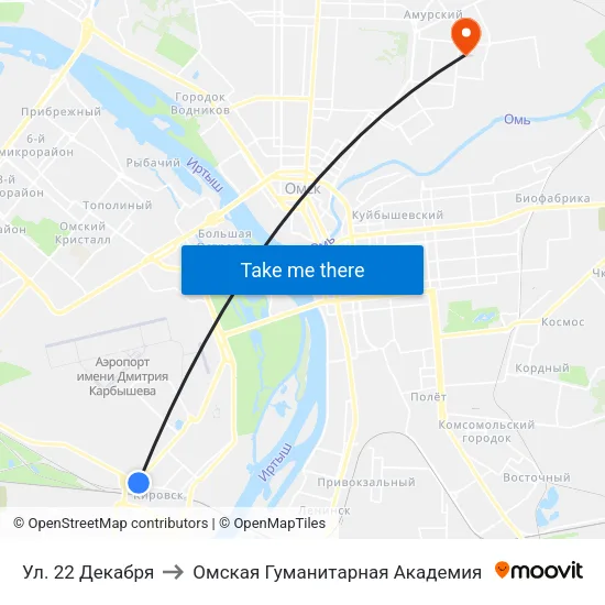 Ул. 22 Декабря to Омская Гуманитарная Академия map