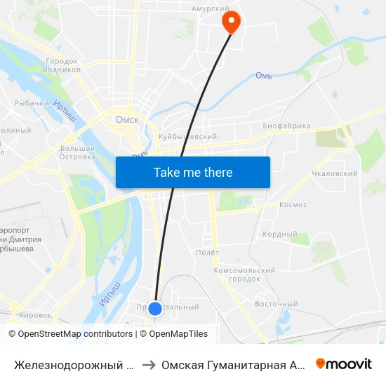 Железнодорожный Вокзал to Омская Гуманитарная Академия map