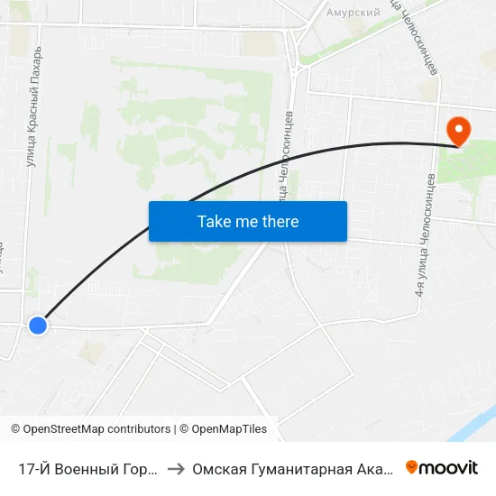 17-Й Военный Городок to Омская Гуманитарная Академия map