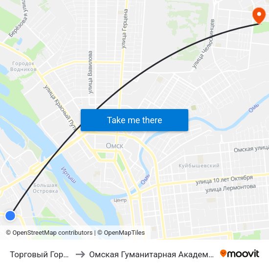 Торговый Город to Омская Гуманитарная Академия map