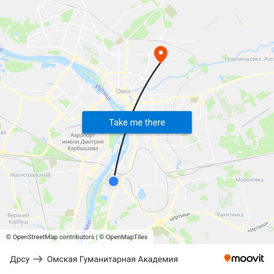 Дрсу to Омская Гуманитарная Академия map