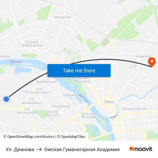 Ул. Дианова to Омская Гуманитарная Академия map
