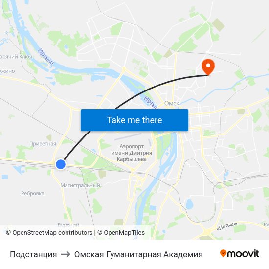 Подстанция to Омская Гуманитарная Академия map