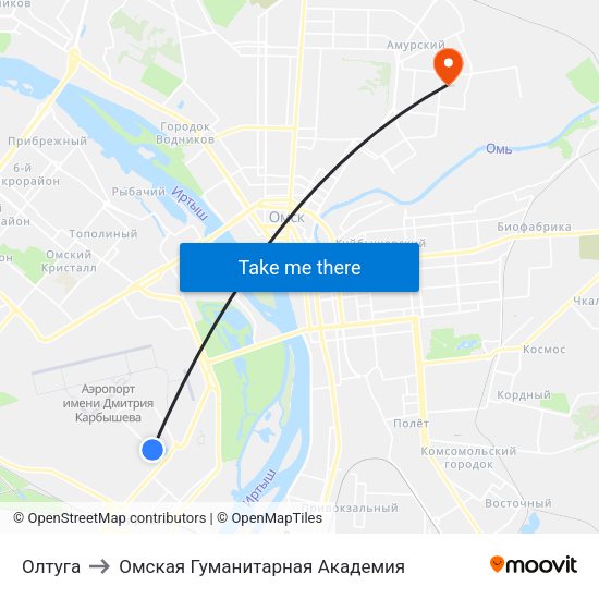 Олтуга to Омская Гуманитарная Академия map