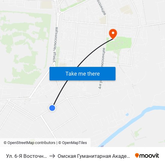 Ул. 6-Я Восточная to Омская Гуманитарная Академия map