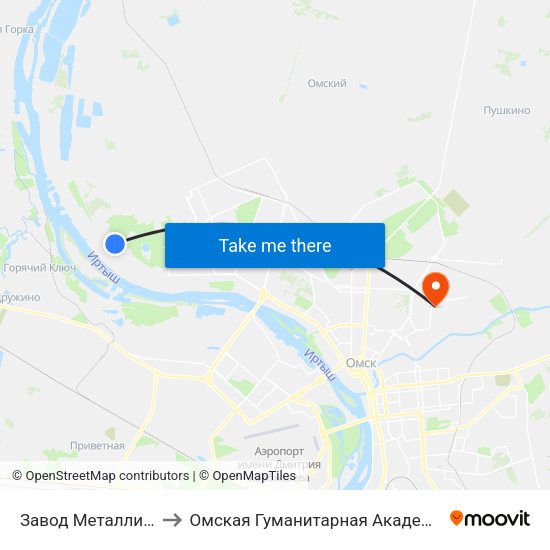 Завод Металлист to Омская Гуманитарная Академия map
