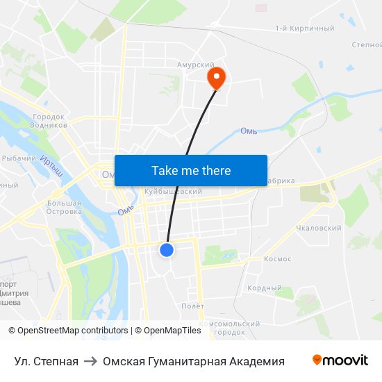 Ул. Степная to Омская Гуманитарная Академия map