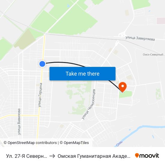 Ул. 27-Я Северная to Омская Гуманитарная Академия map