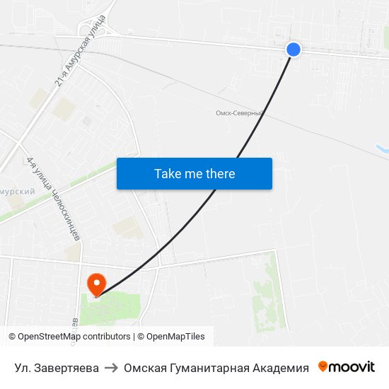 Ул. Завертяева to Омская Гуманитарная Академия map