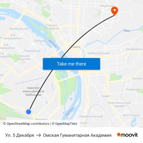 Ул. 5 Декабря to Омская Гуманитарная Академия map