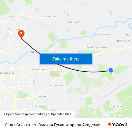 Сады Спектр to Омская Гуманитарная Академия map
