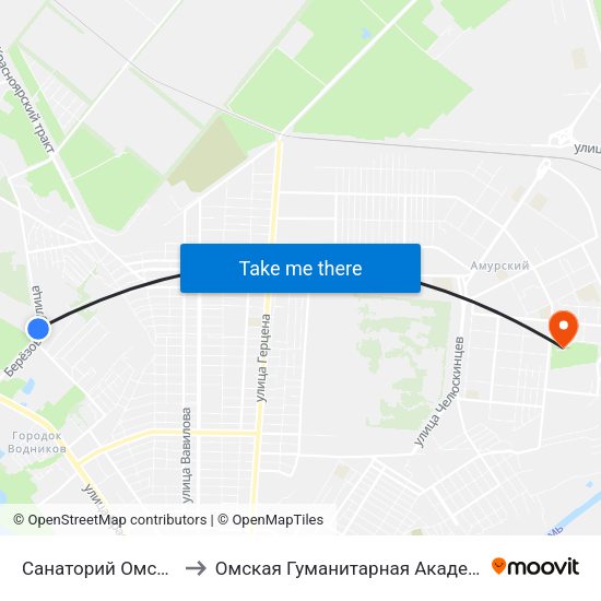 Санаторий Омский to Омская Гуманитарная Академия map