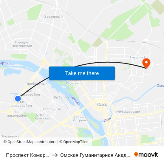 Проспект Комарова to Омская Гуманитарная Академия map