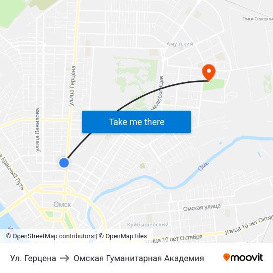 Ул. Герцена to Омская Гуманитарная Академия map
