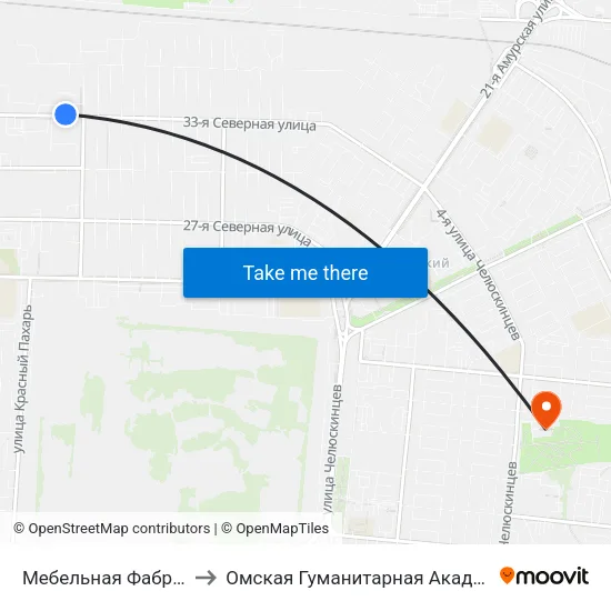 Мебельная Фабрика to Омская Гуманитарная Академия map