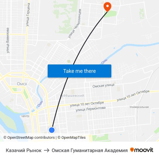 Казачий Рынок to Омская Гуманитарная Академия map