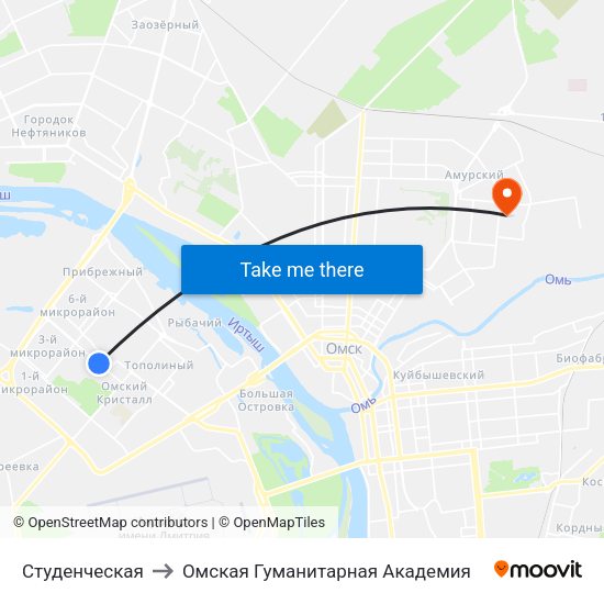 Студенческая to Омская Гуманитарная Академия map