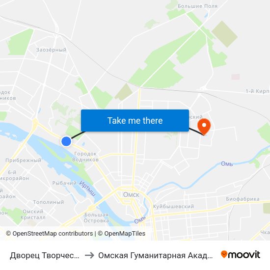 Дворец Творчества to Омская Гуманитарная Академия map