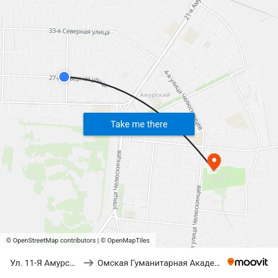 Ул. 11-Я Амурская to Омская Гуманитарная Академия map