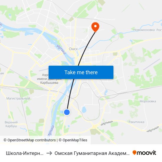 Школа-Интернат to Омская Гуманитарная Академия map
