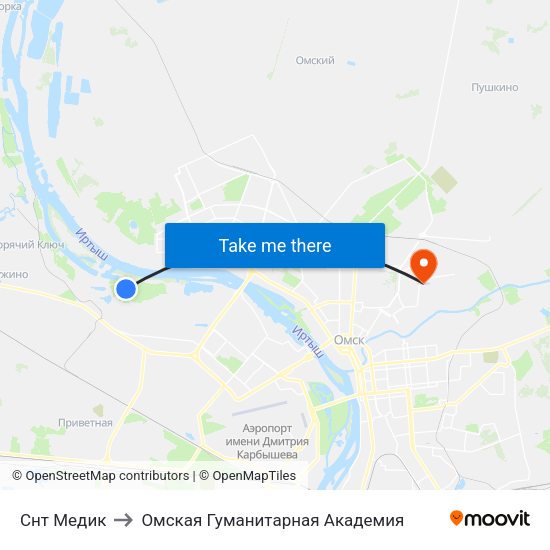Снт Медик to Омская Гуманитарная Академия map