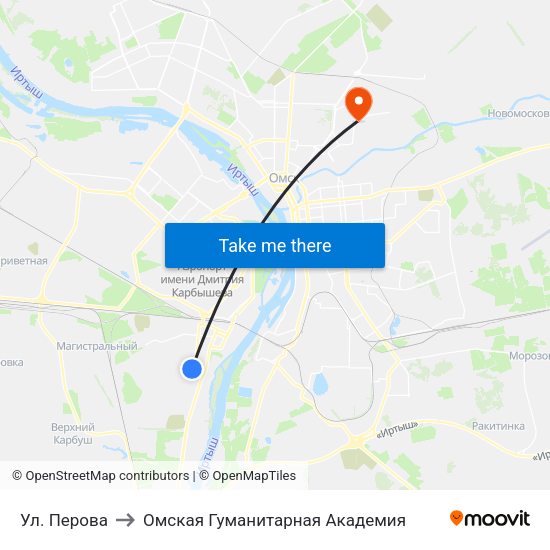 Ул. Перова to Омская Гуманитарная Академия map