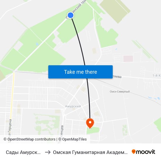 Сады Амурский to Омская Гуманитарная Академия map
