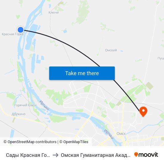 Сады Красная Горка to Омская Гуманитарная Академия map