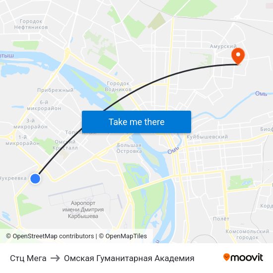 Стц Мега to Омская Гуманитарная Академия map