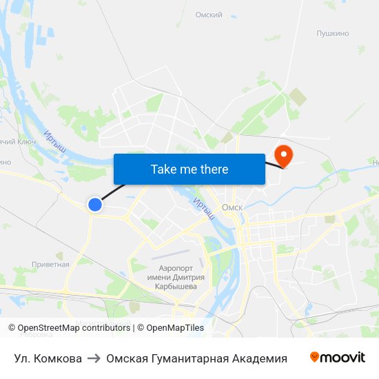 Ул. Комкова to Омская Гуманитарная Академия map
