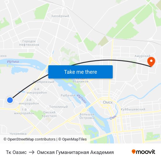 Тк Оазис to Омская Гуманитарная Академия map