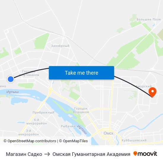 Магазин Садко to Омская Гуманитарная Академия map