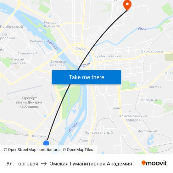 Ул. Торговая to Омская Гуманитарная Академия map