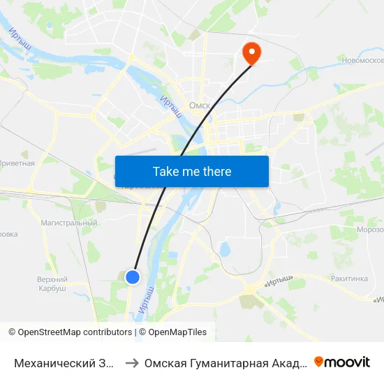 Механический Завод to Омская Гуманитарная Академия map