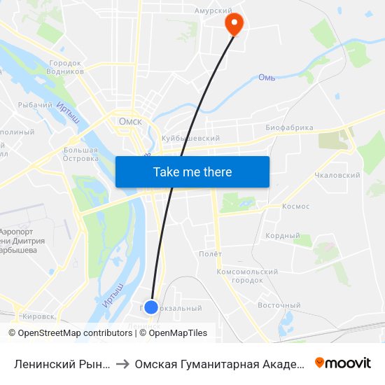 Ленинский Рынок to Омская Гуманитарная Академия map