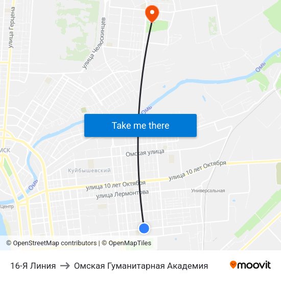 16-Я Линия to Омская Гуманитарная Академия map