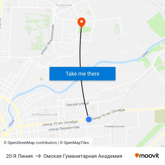 20-Я Линия to Омская Гуманитарная Академия map